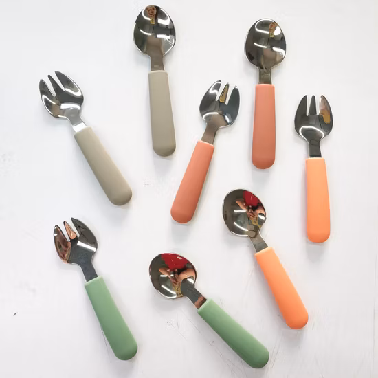 Baby-Kleinkind-Utensilien-Edelstahl-Gabel-Löffel-Set